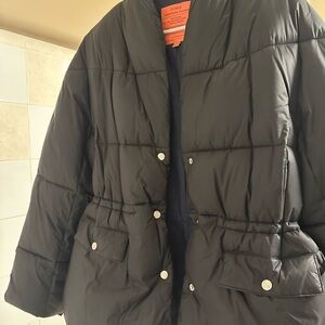 J. Crew Black Puffer Jacket with Silver Buttons